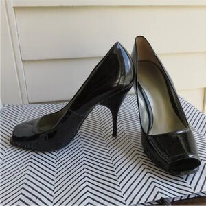 Nine West wisteriar Black Patent Shoes Peep Toe High Heel Size 7 M Women's